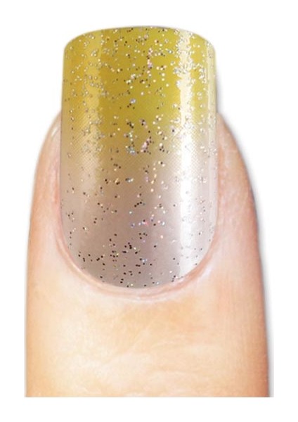 24LÜ Sarı Ombre Simli Takma Tırnak -110