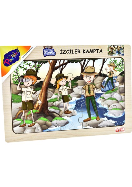 Ahşap Eğitici Puzzle / İzciler Kampta