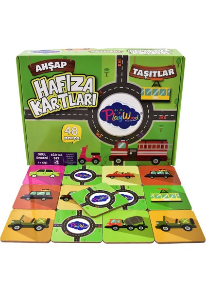 Eğitici Ahşap Hafıza Kartları Taşıtlar