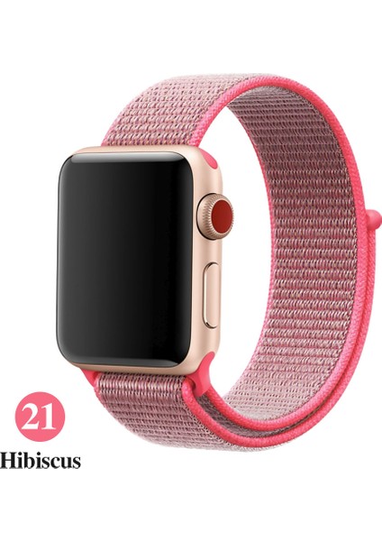 Apple Watch Uyumlu Seri 2-3-4-5-6-SE - 42-44 mm Spor Loop Dokuma Kordon -Açık Turuncu