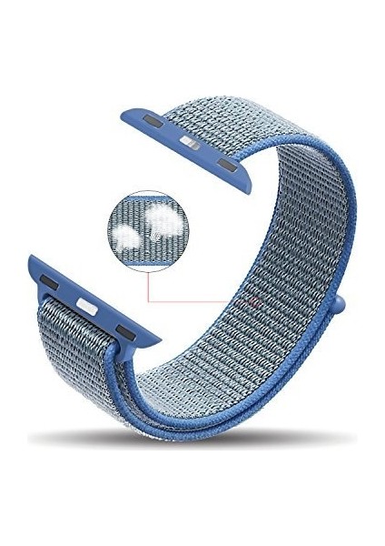 Apple Watch Uyumlu Seri 2-3-4-5-6-SE - 42-44 mm Spor Loop Dokuma Kordon -Mavi