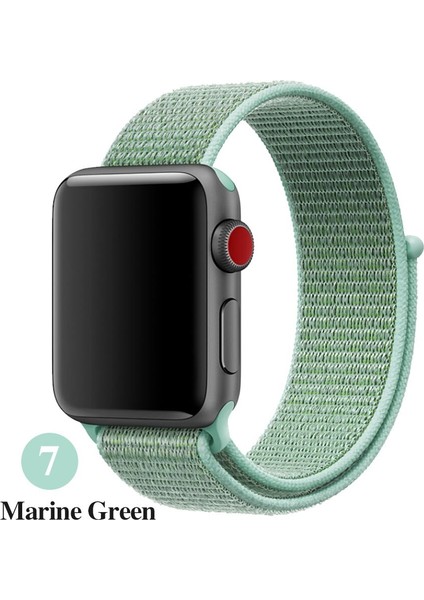 Apple Watch Uyumlu Seri 2-3-4-5-6-SE - 42-44 mm Spor Loop Dokuma Kordon -Açık Yeşil