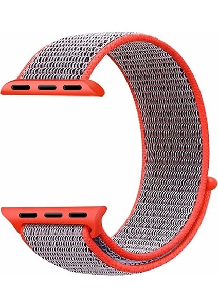 Apple Watch Uyumlu Seri 2-3-4-5-6-SE - 42-44 mm Spor Loop Dokuma Kordon -Açık Pembe