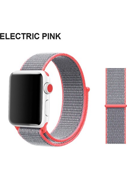 Apple Watch Uyumlu Seri 2-3-4-5-6-SE - 42-44 mm Spor Loop Dokuma Kordon -Açık Pembe