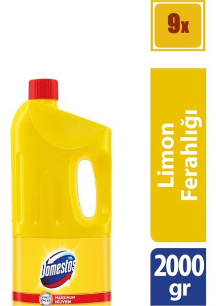 Çamaşır Suyu Limon Ferahlığı 2 lt 9'Lu Set