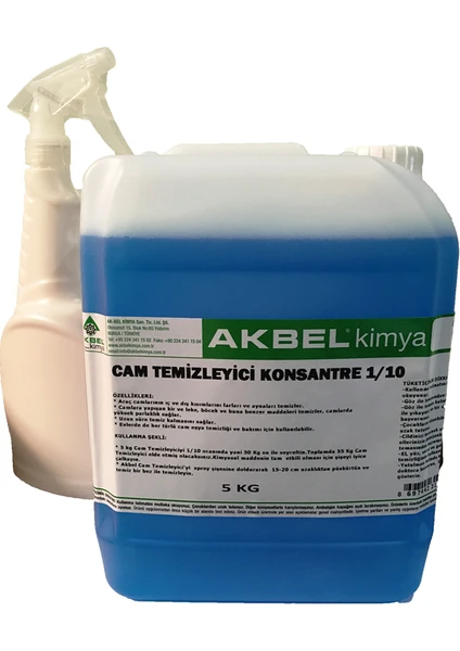 Akbel Cam Temizleyici Konsantre 1/10 5 Kg+Uygulama Spreyi