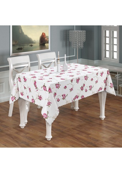 LA8133 Ponje Dertsiz Pembe Masa Örtüsü 150 cm Yuvarlak