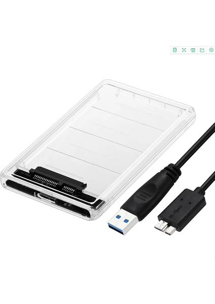 4266 2.5" USB 3.0 Harici SSD Harddisk Şeffaf Taşınabilir HDD Kutusu