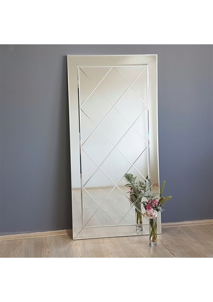 -Dekoratif Baklava Desenli Duvar Salon Boy Ayna A306-D
