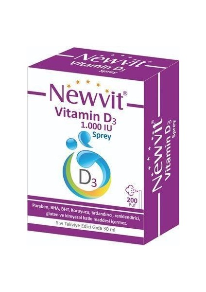 Newvit Vitamin D3 1.000 IU Sprey - Damla 30 ml