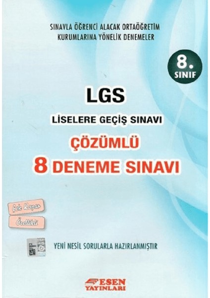 8. Sınıf LGS Çözümlü 8 Deneme Sınavı