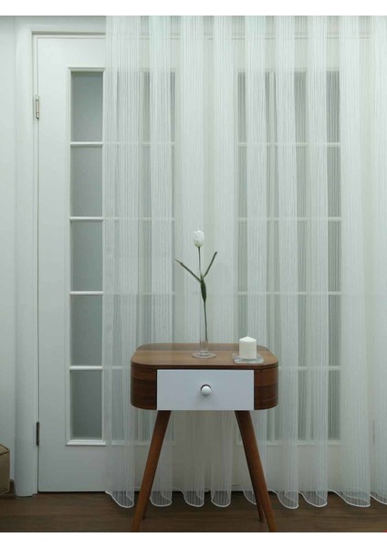 AR01811 Armürlü 1/3 Sık Pileli Dalga Çizgili Düz Tül Perde - 550x240 cm fiyatları