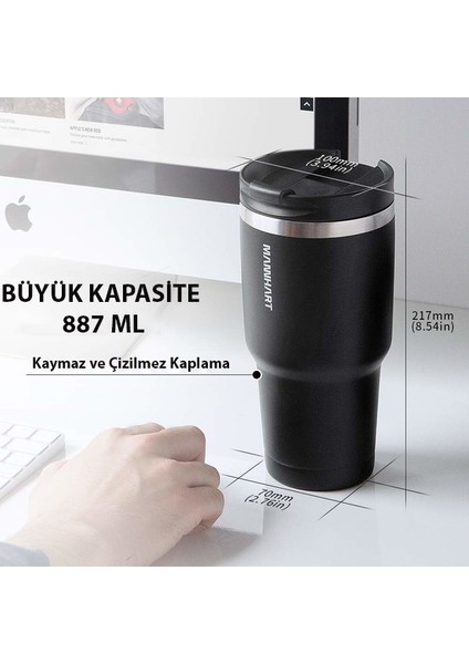 B201 Sızdırmaz Vakumlu Çift Katmanlı Travel Mug Paslanmaz Çelik Termos 887 ml Hot 6h / Cold 24h - 000EH2264 indirimleri