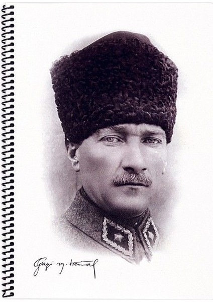 Color 80 Yaprak Spiralli Kalpaklı Atatürk Çizgili A4 Defter
