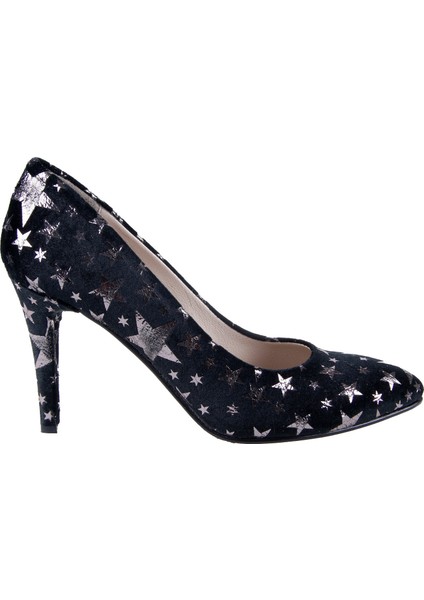 Verona Siyah Kadife Stiletto 4024-P-1