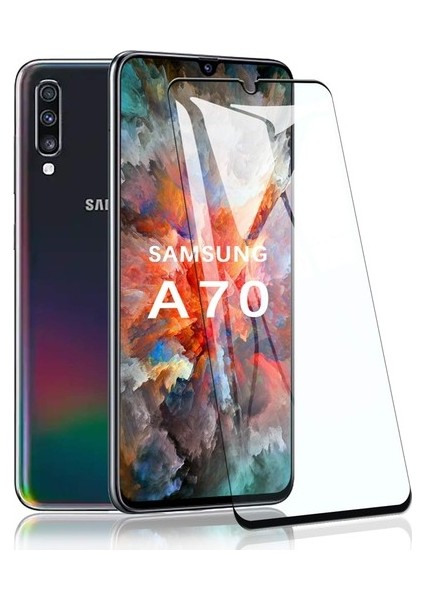 Samsung Galaxy A70 5D Tam Kaplayan Ekran Koruyucu Cam