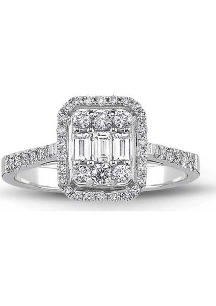 0.60 Ct Modern Tasarım Baget Kare Tektaş Yüzük