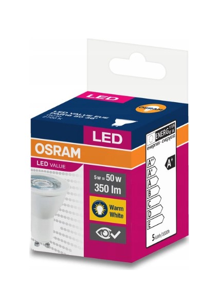 Led Value 4.5W Sarı Işık Gu10 Duy 350 lm