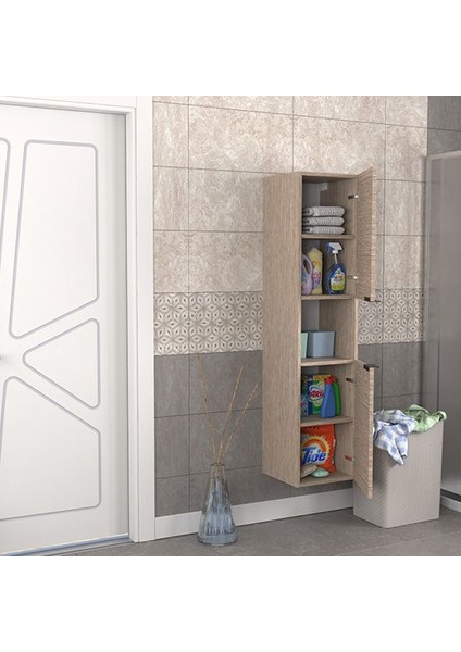 Fix Arya ve Loft Uyumlu Banyo Boy Dolabı Renk Aybe Bej
