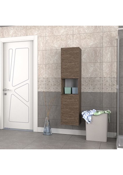 Fix Arya ve Loft Uyumlu Banyo Boy Dolabı Renk Aybe Kahve