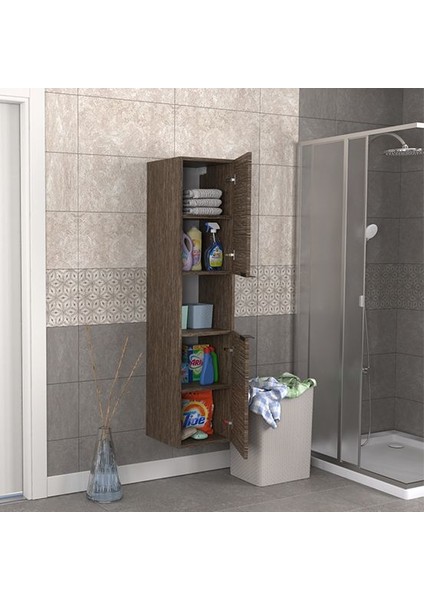 Fix Arya ve Loft Uyumlu Banyo Boy Dolabı Renk Aybe Kahve modelleri