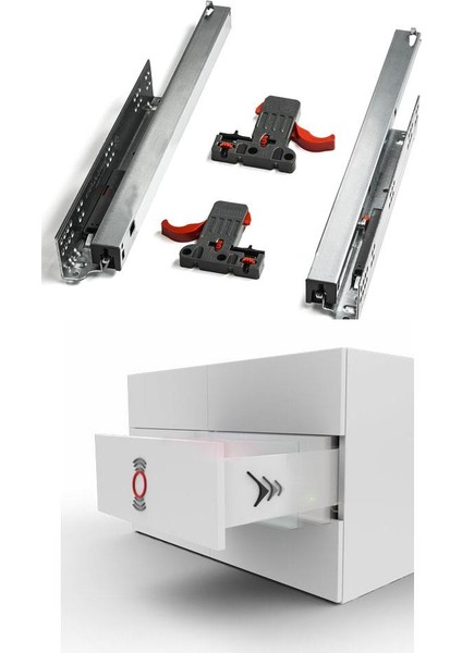 Full- Tam Açılım Push Open( Bas- Aç) Ray 450 Mm