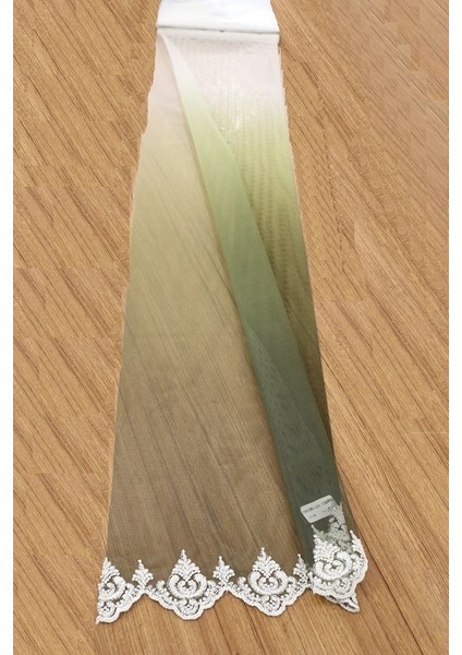 1/2,5 Orta Pileli Duru Degrade Yeşil Grek Etek Desenli Düz Tül Perde - 100x270 cm fırsatları