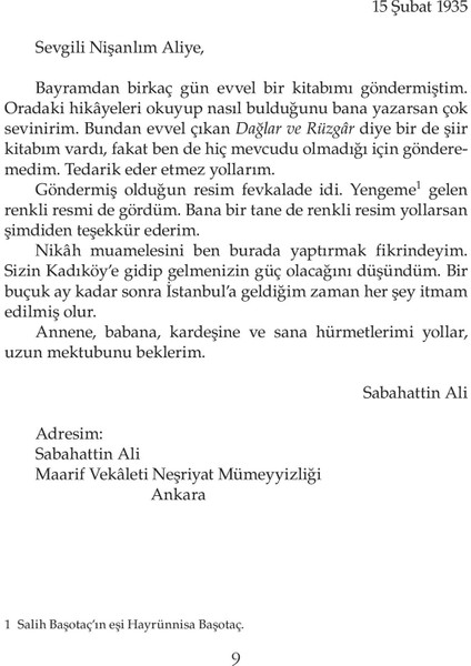 Canım Aliye, Ruhum Filiz - Sabahattin Ali