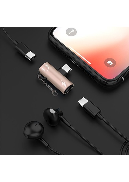 Anahtarlık Dual USB Type-C Şarj Dönüştürücü Adaptör Gold fiyatları