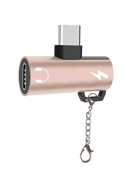 Anahtarlık Dual USB Type-C Şarj Dönüştürücü Adaptör Gold modelleri