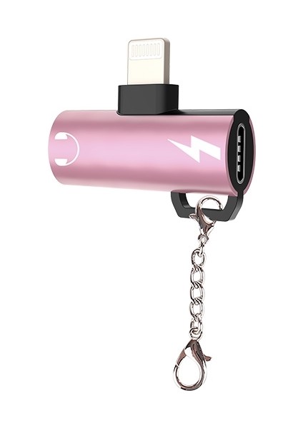 iPhone Uyumlu Dual Lightning Girişli Şarj Dönüştürücü Adaptör Rose Gold fırsatları