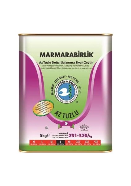 Hususi (S) 291-320 Kalibre Az Tuzlu Siyah Zeytin 5 kg