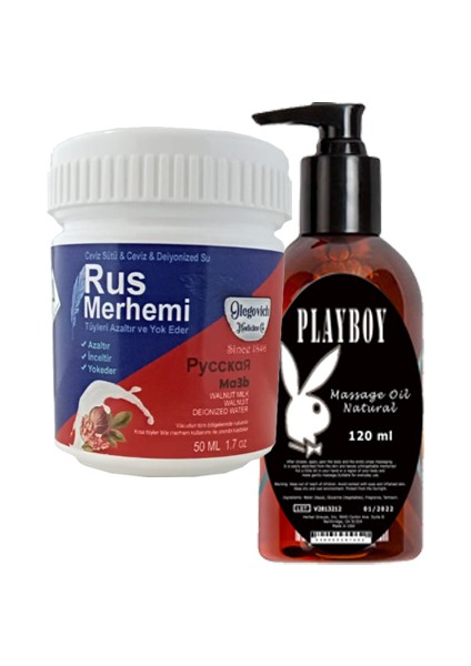 Rusmerhemi 50ml Tüy Azaltıcı İnceltici Krem İle Playboy Aromasız Masaj Yağı