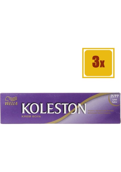 Wella Koleston Tüp Boya 7-77 Işıltılı Kahve 3'lü Set Saç Boyası