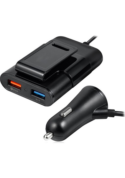 HY-XQ70 7A Hızlı Şarj Arka Koltuğa Uzatılabilen 2 USB + 2 USB Siyah Araç Şarj Cihazı fiyatları