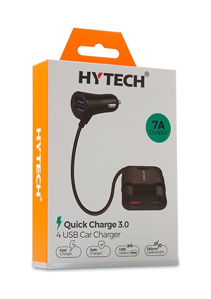 HY-XQ70 7A Hızlı Şarj Arka Koltuğa Uzatılabilen 2 USB + 2 USB Siyah Araç Şarj Cihazı modelleri