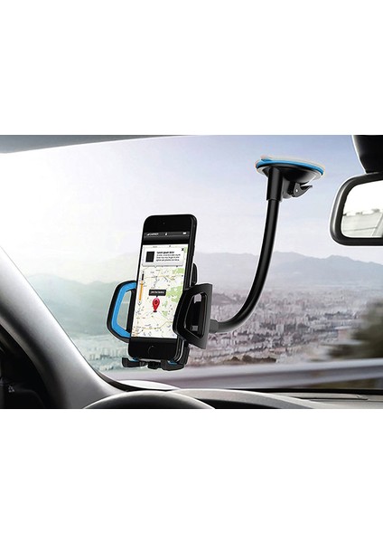 HY-XH20 Vantuz + Braketi 360 Derece Siyah/Mavi Telefon Tutucu