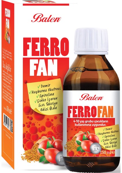Ferro Fan Demir ve Çinko İçeren Sıvı Takviye Edici Gıda 150 ml