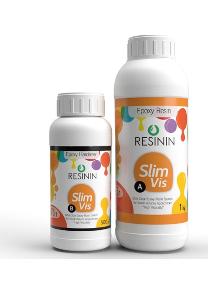 Slim Vis 1500 Gr A+B Yoğun Kıvamlı Şeffaf Epoksi Reçine (1 Kg Reçine + 500 Gr Sertleştirici)