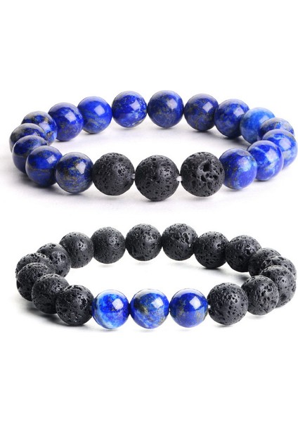 Lapis Lazuli Lav Taşı Ruh Eşi Difizör 10MM Doğaltaş Bileklik Seti Erkek-Trend Hediye