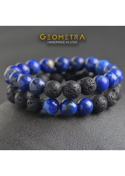 Lapis Lazuli Lav Taşı Ruh Eşi Difizör 10MM Doğaltaş Bileklik Seti Erkek-Trend Hediye modelleri