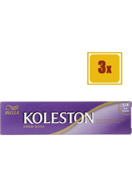 Koleston Tüp Boya Açık Kestane 5/4 3'lü Set Saç Boyası