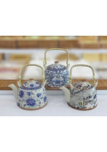 Porselen Çaydanlık Hasır Kulplu