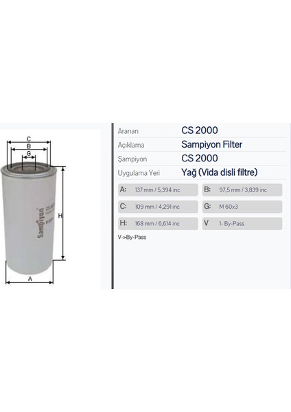Cs 2000 Ford Cargo Yağ Filtresi