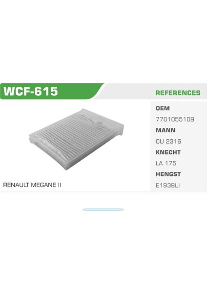 Wcf-615 Megane II Çerceveli Polen Filtresi