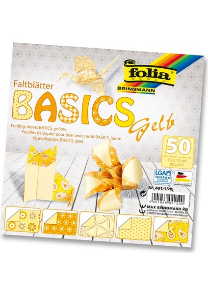 Origami Kağıdı Sarı 15X15Cm 50 Sayfa 5 Desen