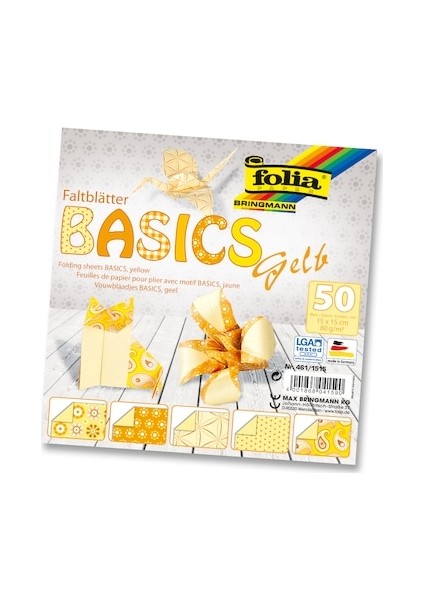 Origami Kağıdı Sarı 15X15Cm 50 Sayfa 5 Desen modelleri