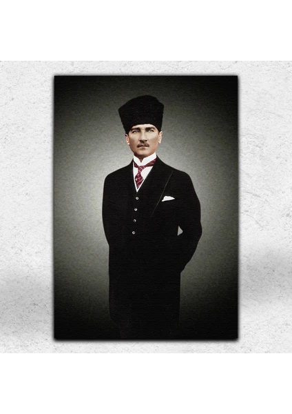 İyi Olsun Kalpaklı Atatürk Portresi  Dekoratif Kanvas Tablo