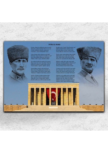 Atatürk - İstiklal Marşı ve Anıtkabir Kanvas Tablo