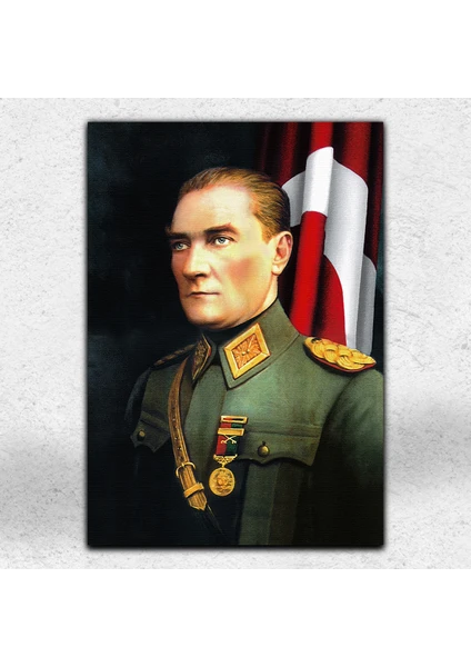 İyi Olsun Atatürk Portresi Askeri Üniformalı Kanvas Tablo